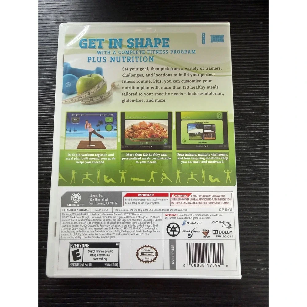 Nintendo Wii Fit and My Fitness Coach 2 Exercise Nutrition Game Bundle CIB